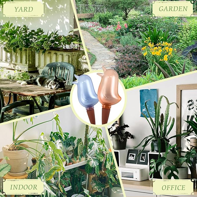 4 Pack Self Watering Spikes, Indoor Plant Watering Globes, Bird Shape Automatic Irrigation Spikes,Plant Watering Devices (Red&Blue)