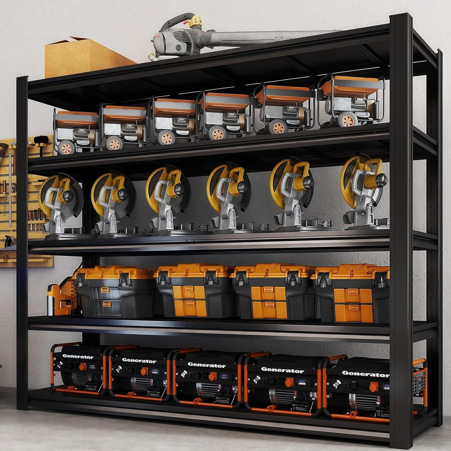 84“H Garage Shelving Heavy Duty Storage Shelves 3500 LBS Adjustable Metal Shelving Uints and Storage for Garage,Warehouse,School,Commercial,Business, 62 "W x 24 "D x 84 "H