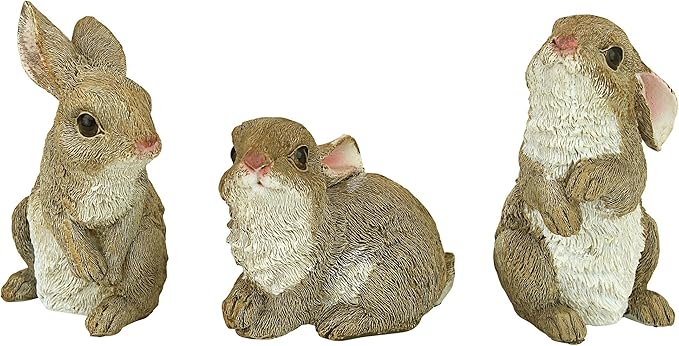 Design Toscano QM92008 The Bunny Den Rabbits Indoor/Outdoor Garden Animal Statues, 3 Inches Wide, 4 Inches Deep, 5 Inches High, Full Color Finish