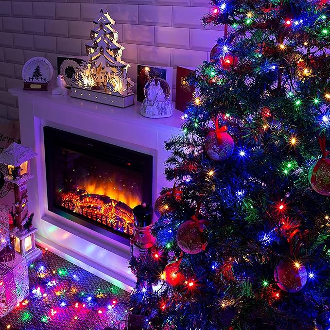 Dazzle Bright Multi-Colored Christmas String Lights, 164ft 2000 LED Waterproof Green Wire Fairy Lights with 8 Modes, Outdoor Lights for Xmas Tree Holiday Wedding Party Christmas Decorations