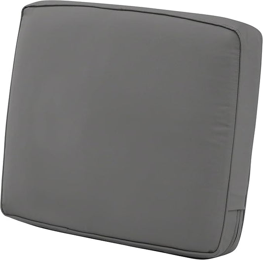 Classic Accessories Montlake Water-Resistant 25 x 22 x 4 Inch Patio Lounge Back Cushion, Light Charcoal Grey, Outdoor Loveseat Cushions