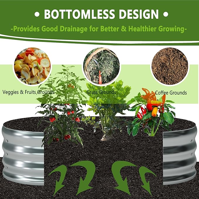 8x2x1ft Oval Galvanized Raised Garden Bed,Outdoor Planter Box Metal Patio Kit Planting Bed for Vegetables Flowers and Succulents