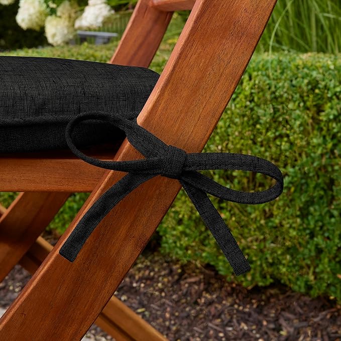 Arden Indoor/Outdoor Foam Seat Pad, 2 Pack, 17 x 16, Patio Cushion, Water Repellent, Fade Resistant, Foam Cushion Black Leala