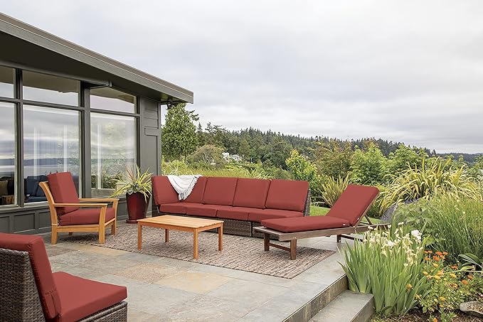 Classic Accessories Ravenna Water-Resistant 22 x 21 x 3 Inch Patio Seat Cushion, Spice, Chair Seat Cushion