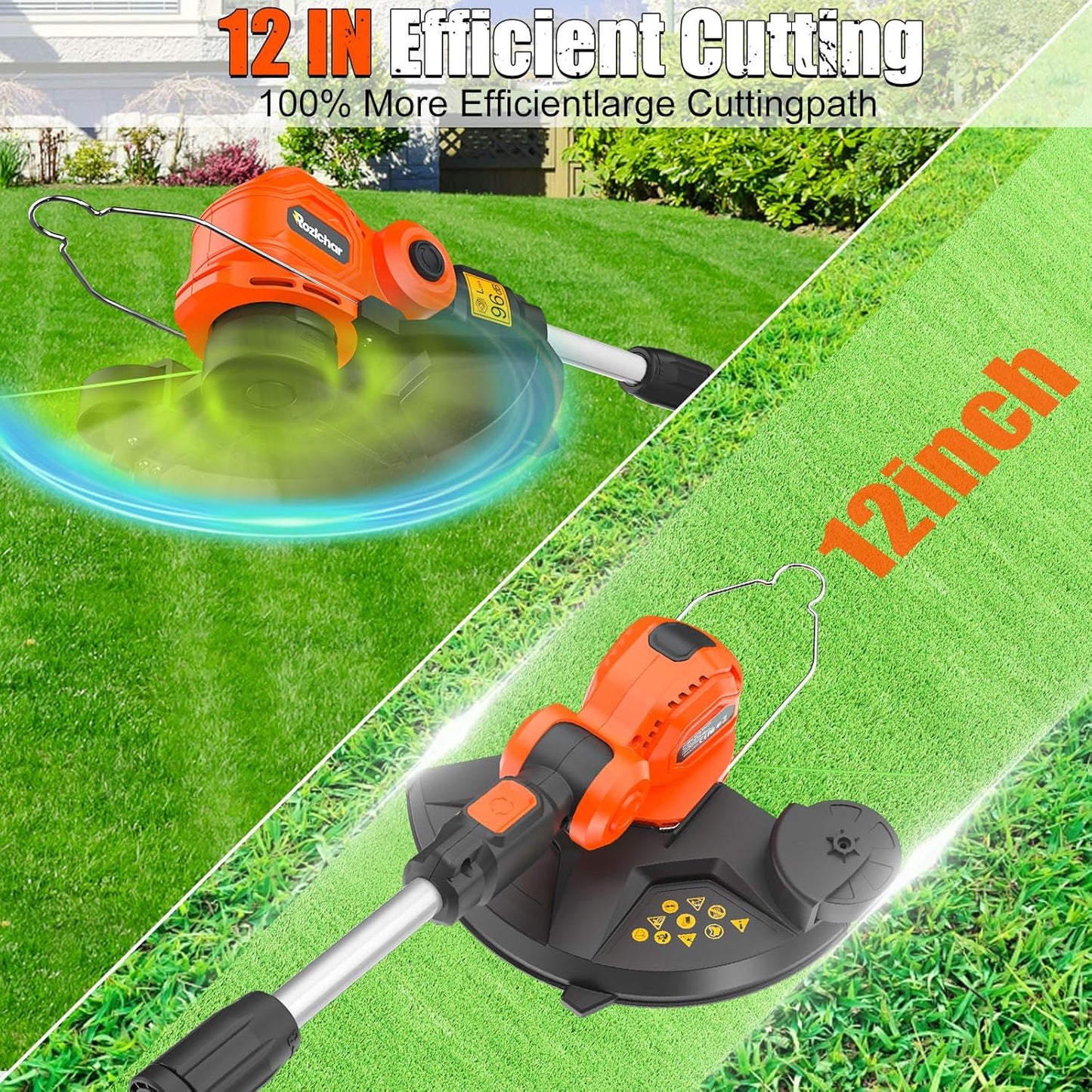 Cordless String Trimmer Compatible for Milwaukee 18V Battery,Garden Lawn Edger with 25cm Cutting Diameter,Electric String Trimmer,Weed Wacke,Weedeaters for Lawn Garden (NO Battery)