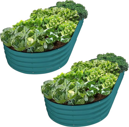 Galvanized Raised Garden Beds Outdoor // 8×4×1 ft (2-Pack) Planter Raised Beds for Gardening, Vegetables, Flowers // Large Metal Garden Box // Patented Tool-Free Design (Turquoise)