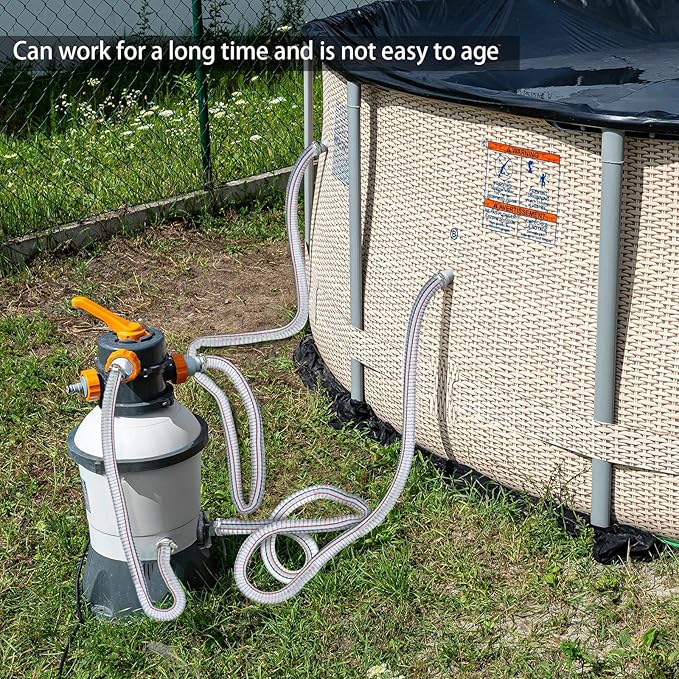 Frienda Heavy Duty Steel Wire Flexible Tubing with Fasteners PVC High Pressure Drain Hose Tube Pond Tubing Clear Wire Reinforced for Pond Bilge Pump Vacuum Suction Hose(24.6 Ft, 1 Inch Id)