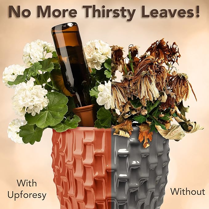 6 Pack Terracotta Watering Spikes for Indoor and Outdoor Plants - Simple and Easy Setup - Keep Plants Happy and Watered While You are Away