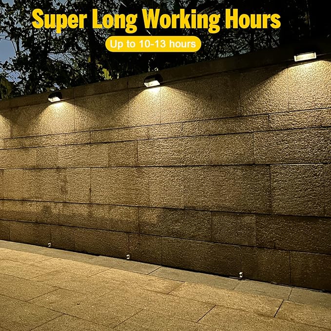 Brighter Solar Fence Lights,Solar Lights Outdoor Waterproof,Warm White and RGB 8 Colors,Dusk to Dawn Deck Light, Outdoor Lighting for Backyard/Railing/Wall/Step/Patio（12 Pack）