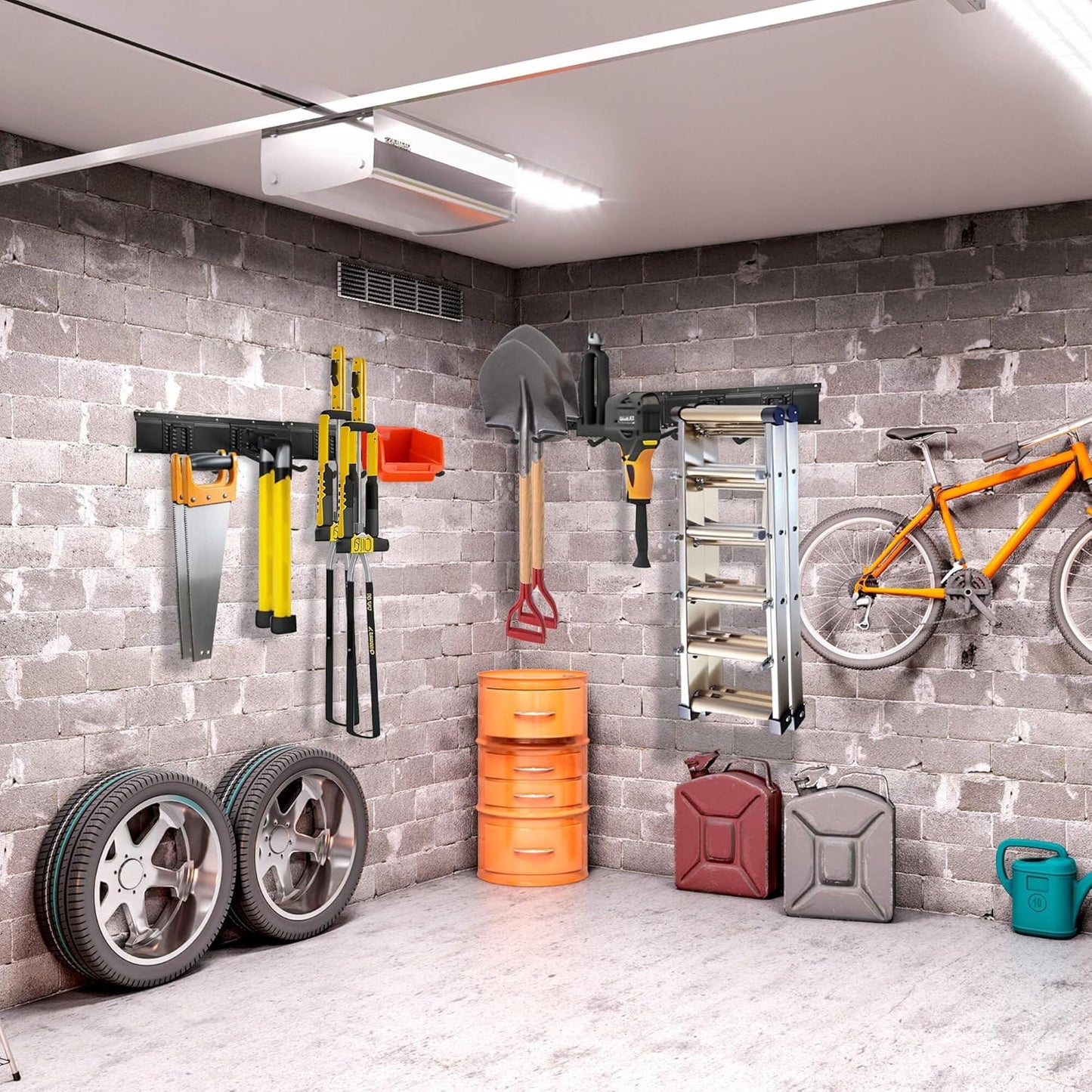 Garage Tool Organizer and Hanging Storage Rack, Heavy Duty Hooks for Organizing Various Tools in Shed, Garden, Yard