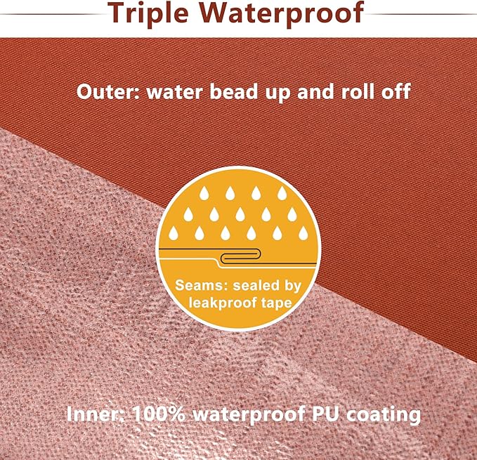 Favoyard Patio Chair Cushions 24 x 24 x 4 Inch Waterproof Outdoor Seat Cushions for Patio Furniture 3-Year Color Fastness Garden Sofa Couch Chair Pads with Handle & Adjustable Straps Set of 2, Spice