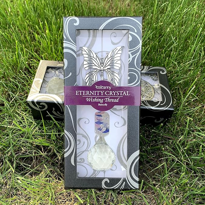 Crystal Garden Suncatcher Hanging Crystals Ornament for Window Rainbow Maker Prisms Home Decor Gift Boxed Sun Catcher Gift Idea for Mom Friends Grandma,Butterfly