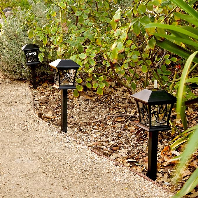 Alpine Corporation Solar-Powered Nature Inspired Pathway Lights, 3-Piece
