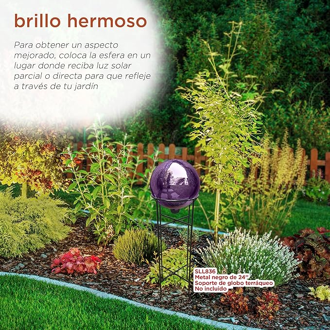 Alpine Corporation 10" Diameter Indoor/Outdoor Glass Gazing Globe Festive Yard Décor, Purple