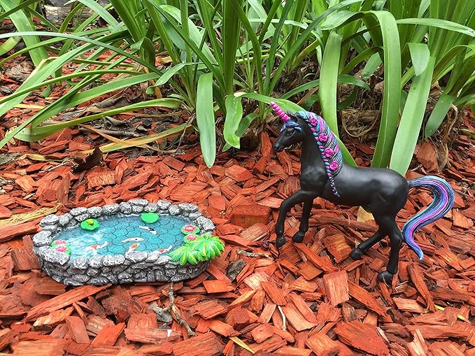 GlitZGlam KOI Miniature Pond for a Fairy Garden. A Miniature Pond for a Miniature Fairy Garden and Enchanted Garden Accessories