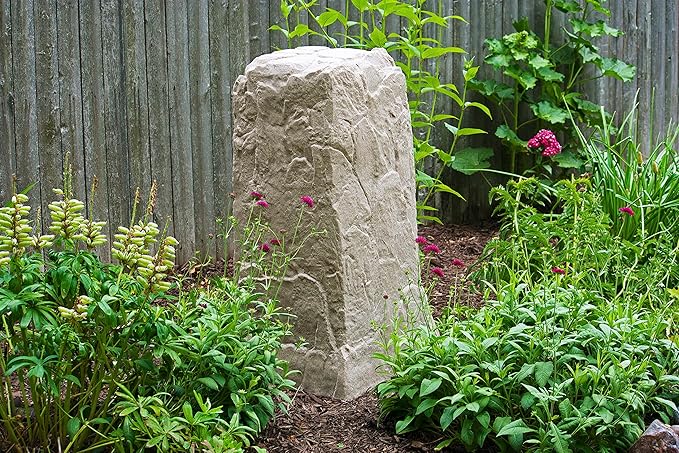 Emsco Group 2235 Natural Sandstone Appearance Utility Cover – Lightweight – Easy to Install Tall Monolith Landscape Rock