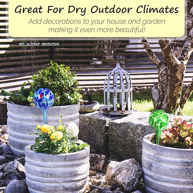 Blazin Automatic Irrigation Drippers Extra Large | Watering Globes for Indoor Plants | House Plant Water Bulb | Up to Two Weeks 2pc Set (Jumbo)