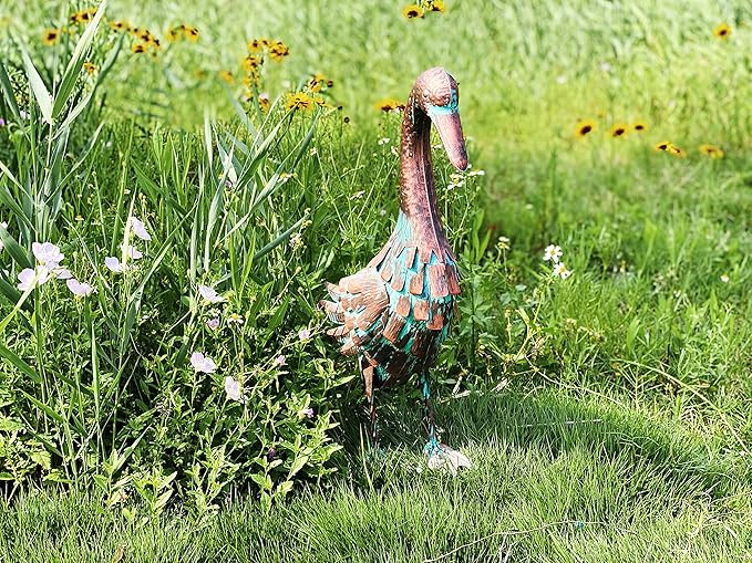 Garden Outdoor Statue Metal Duck Art Sculpture for Lawn, Farm and Patio - 25 Inches