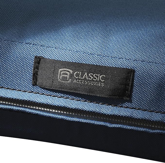 Classic Accessories Ravenna Water-Resistant 17 x 15 x 2 Inch Patio Seat Cushion, Empire Blue, Chair Seat Cushion