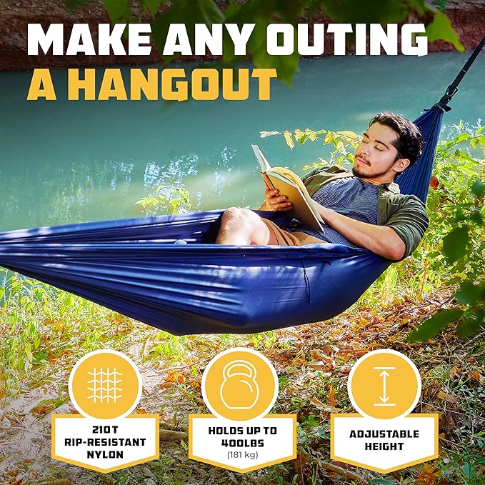 Wise Owl Outfitters Camping Hammock – 500lbs Portable Hammock with Tree Straps - Travel, Backpacking, Hiking, Outdoors Camping Gear - Single or Double