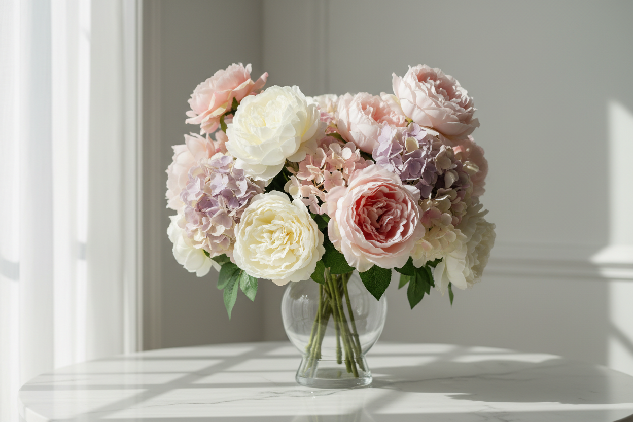 Artificial & Silk Flowers

Description:
Our lifelike artificial flowers are crafted from high-quality silk and other durable materials. Perfect for lasting arrangements, home decor, weddings, or special events. They look fresh and beautiful all year round without maintenance. (make it real photo)